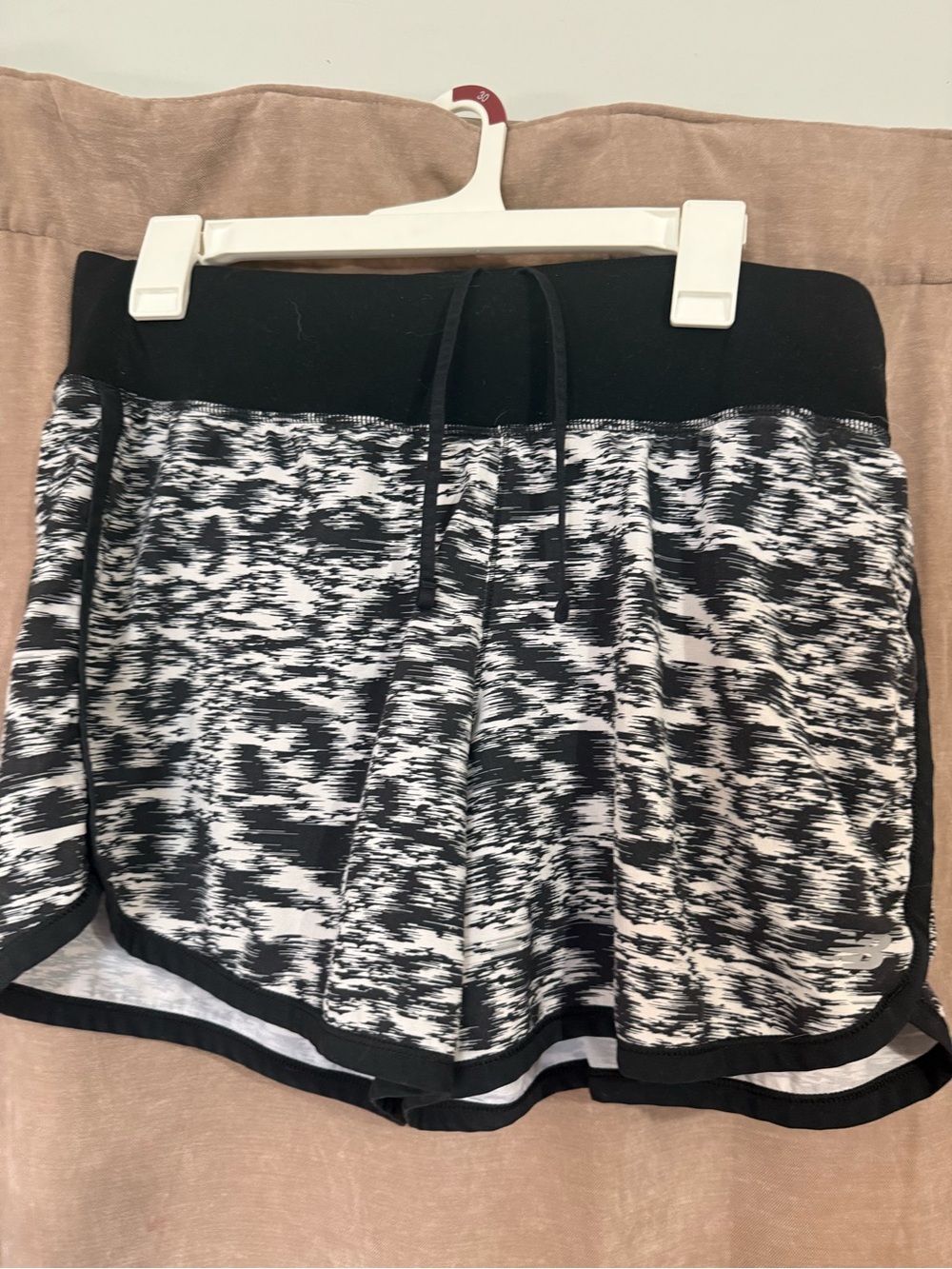 New Balance Black & White Patterned Athletic Shorts